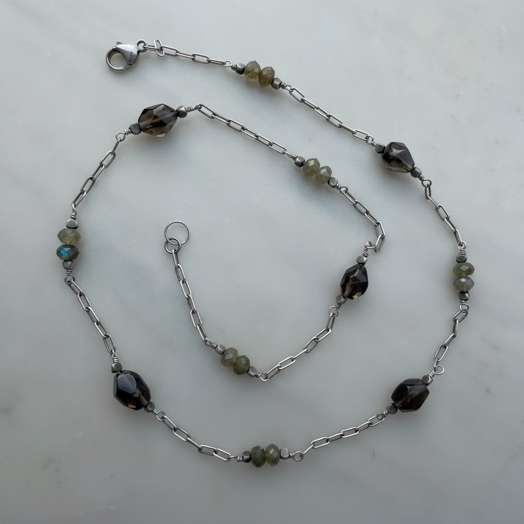 Sterling Smoky Quartz & Labradorite Necklace
