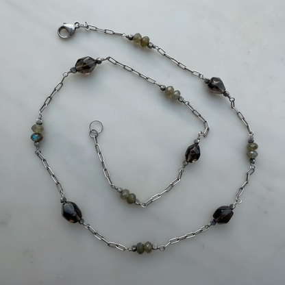 Sterling Smoky Quartz & Labradorite Necklace