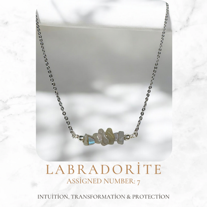 Labradorite Numerology Necklace – Intuition, Transformation & Protection