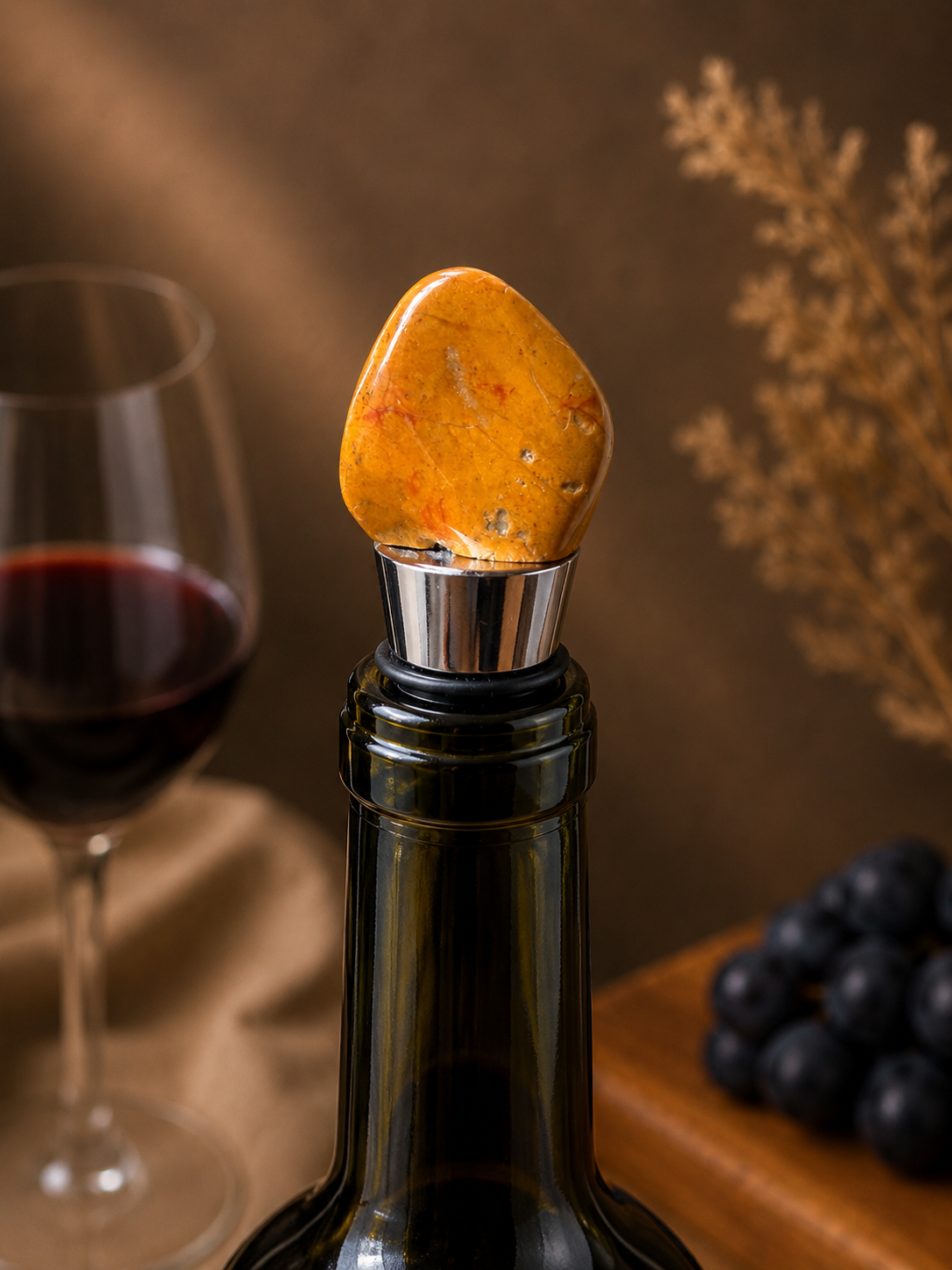 Yellow Jasper Gemstone Wine Stopper
