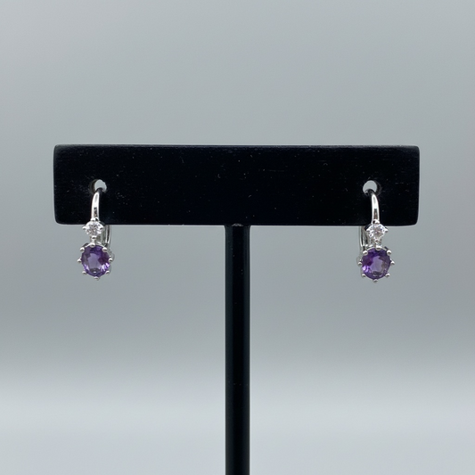 Amethyst CZ Hoop Earrings