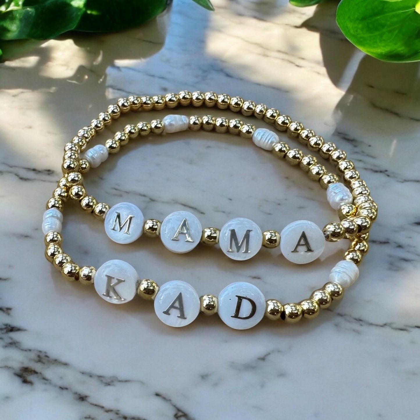 Mama and Initials Mother of Pearl Set