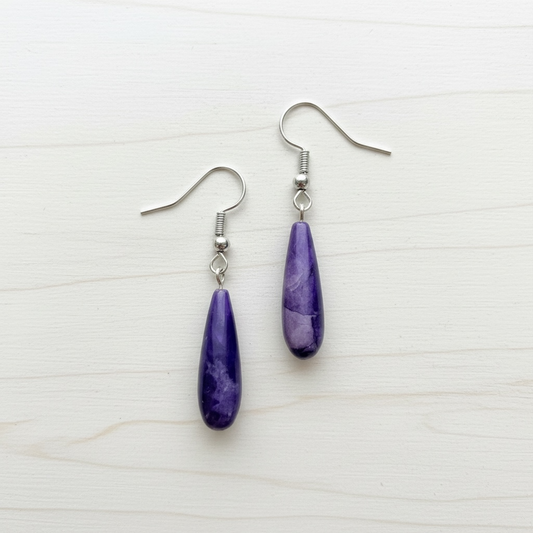 Charoite Drop Earrings