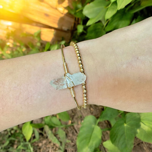 Clear Quartz Bangle Bracelet Set