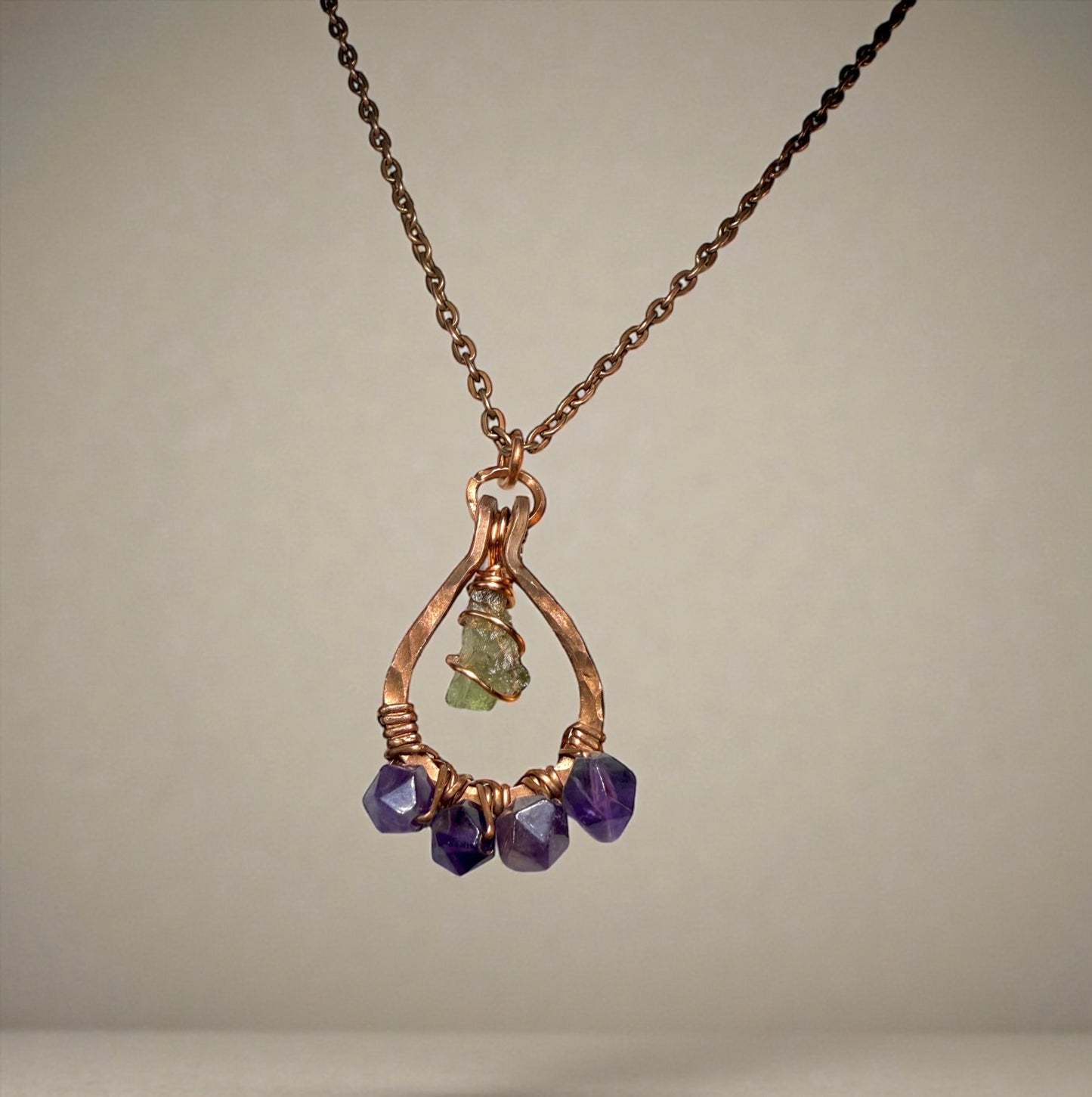 Moldavite + Amethyst