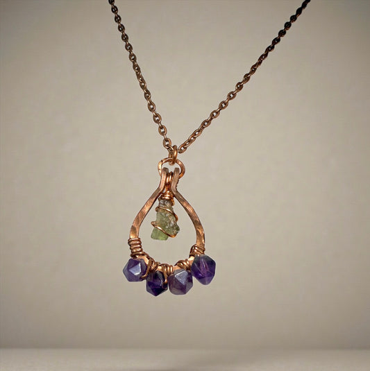 Moldavite + Amethyst