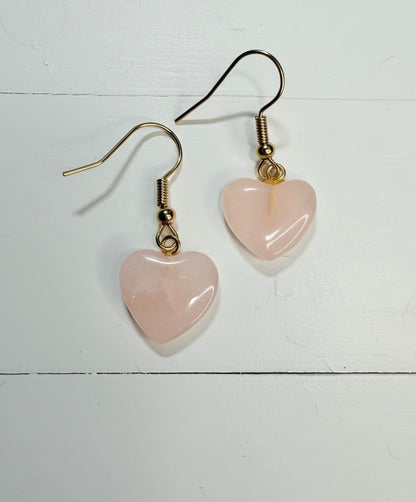 Rose Quartz Heart Earrings