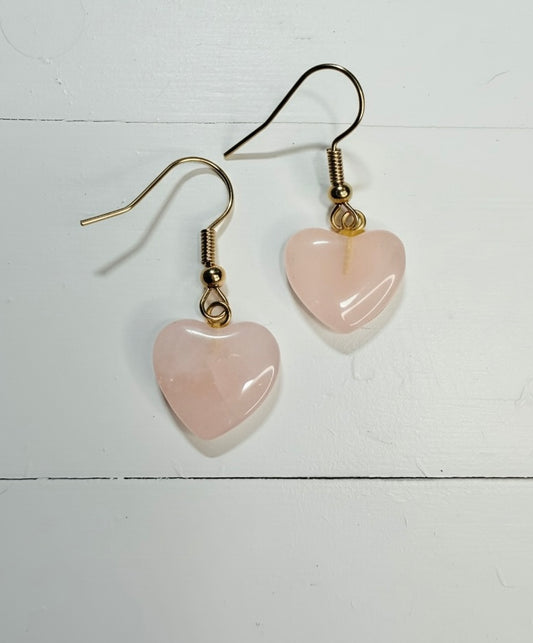 Rose Quartz Heart Earrings