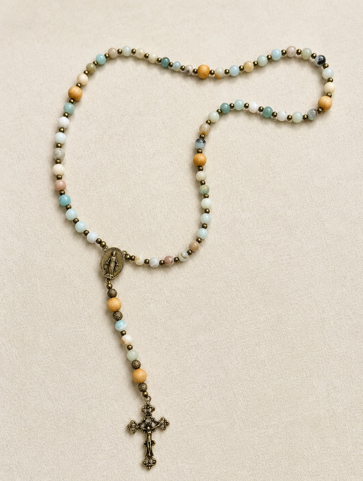 Amazonite & Rosewood Rosary