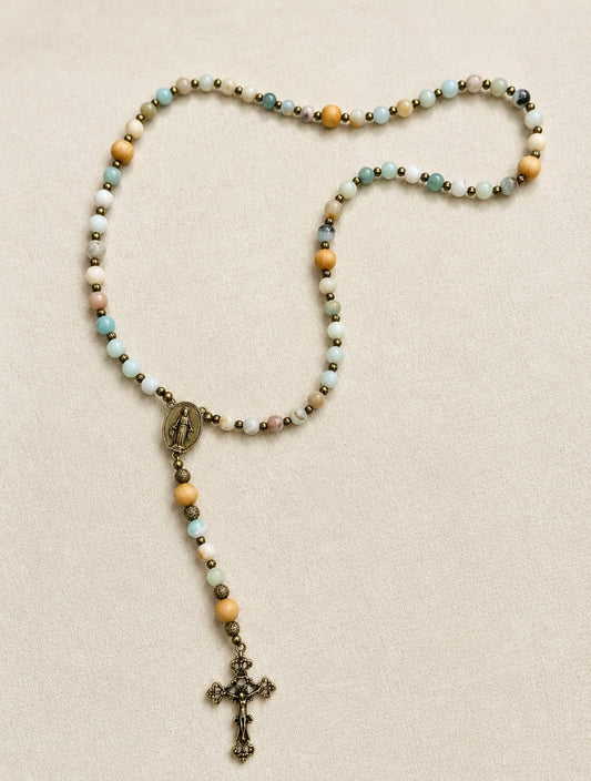 Amazonite & Rosewood Rosary