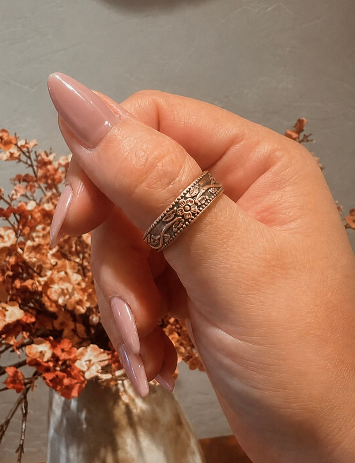 Floral Magnetic Copper Ring
