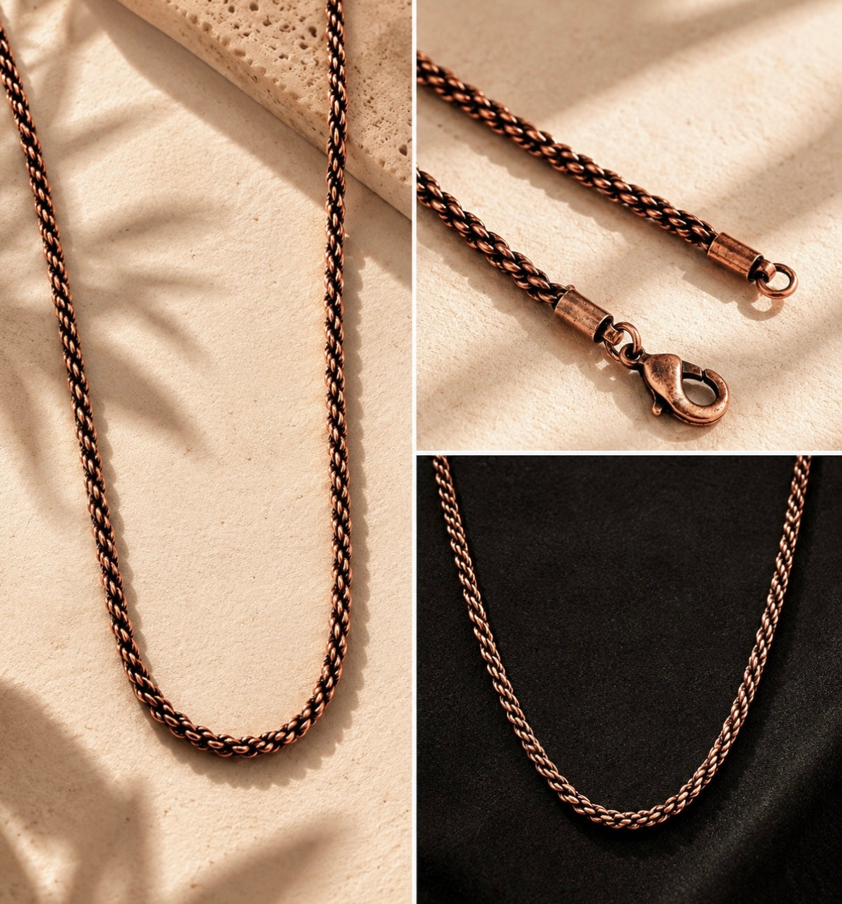 20” Pure Oxidized Copper Twisted Rope Chain