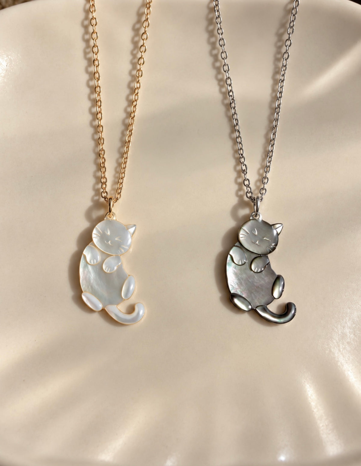 Mother of Pearl Cat Necklace