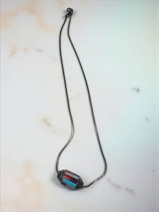 Carolyn Pollack Sterling Silver Multi-Gemstone Inlay Necklace
