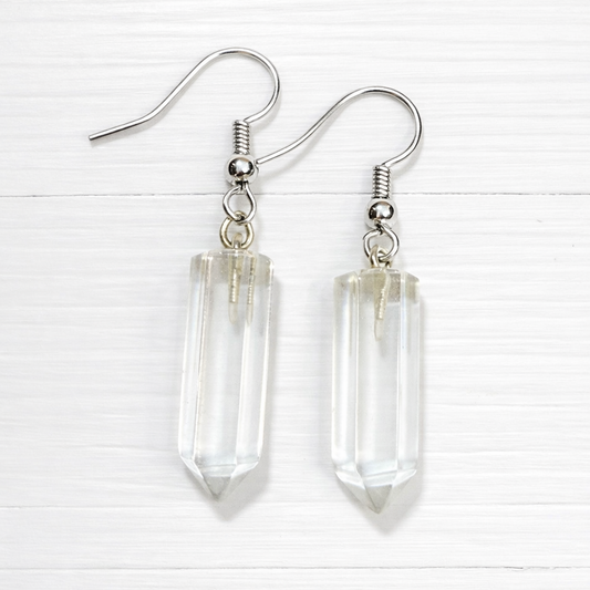 Clear Quartz Point Earrings