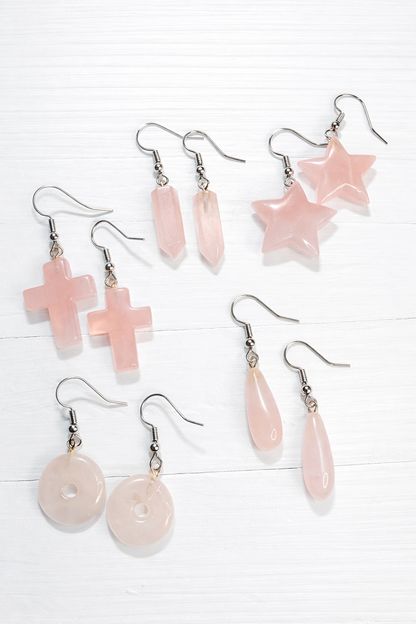 Rose Quartz Earrings (Different Shapes)