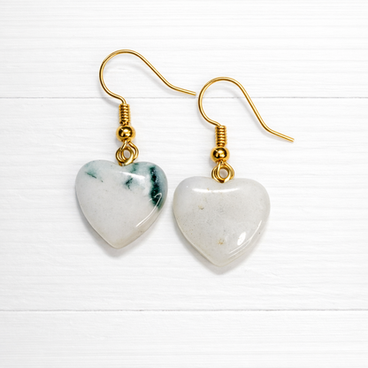 Moss Agate Heart Earrings