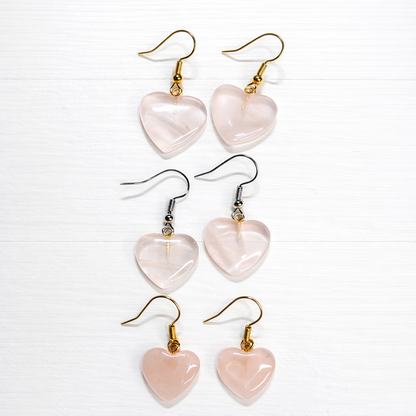 Rose Quartz Heart Earrings