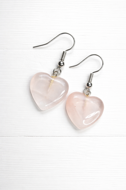 Rose Quartz Heart Earrings
