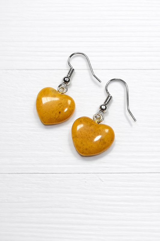 Orange Aventurine Heart Earrings