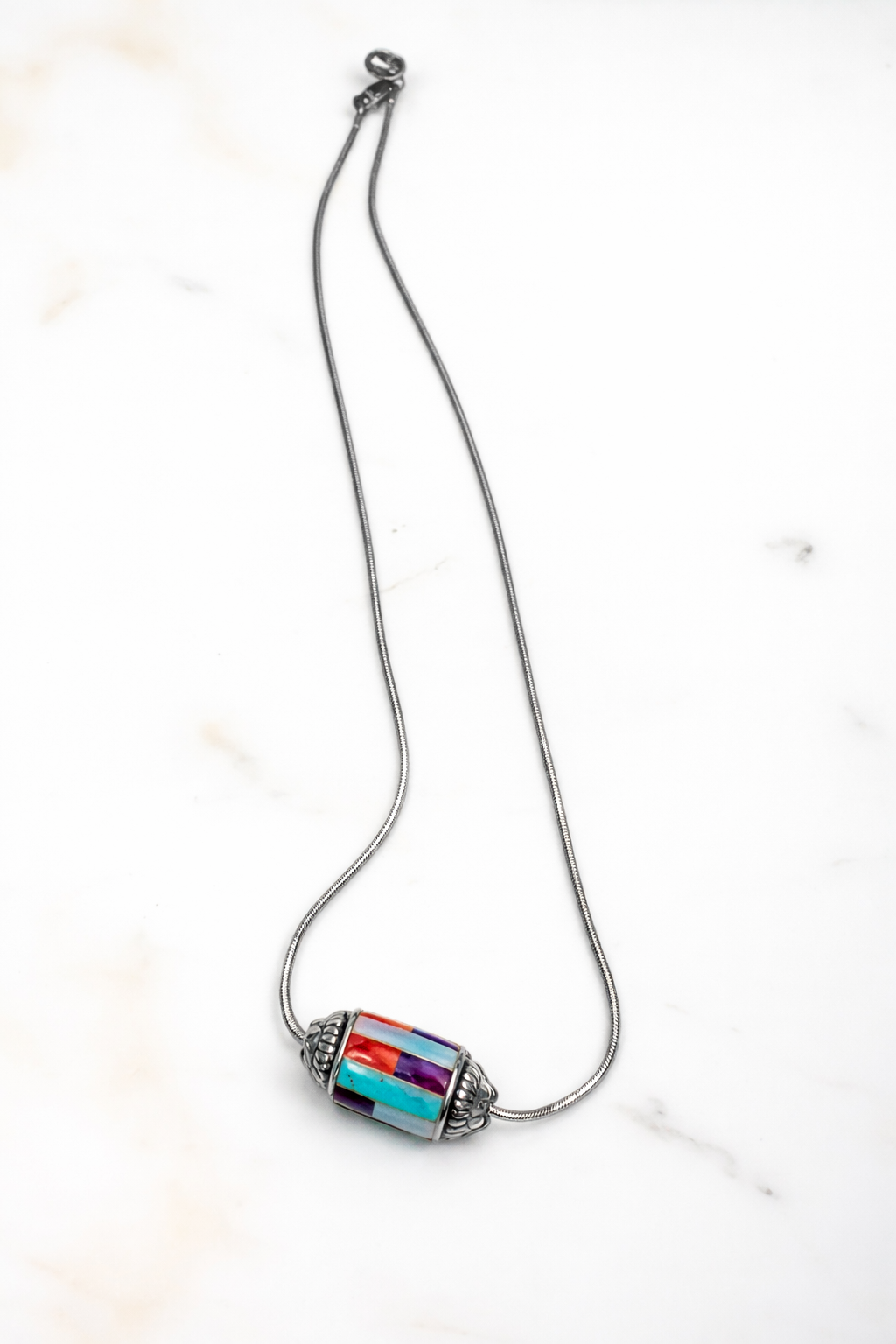 Carolyn Pollack Sterling Silver Multi-Gemstone Inlay Necklace
