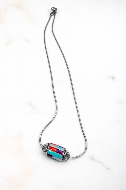 Carolyn Pollack Sterling Silver Multi-Gemstone Inlay Necklace