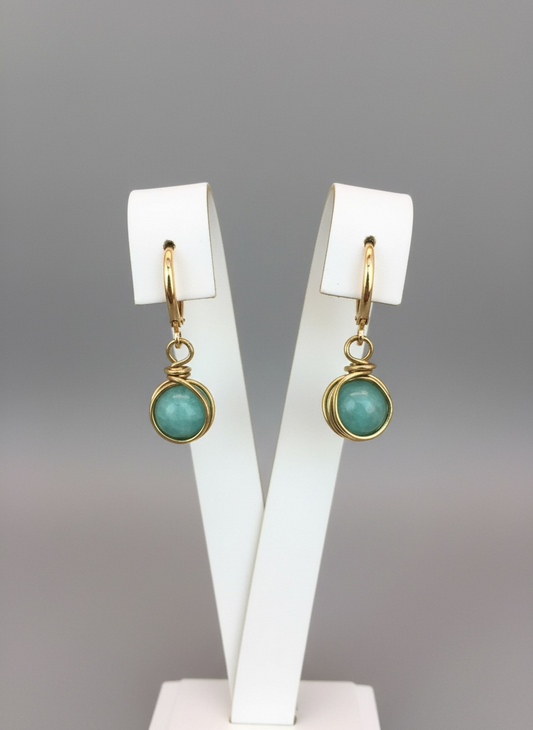 Amazonite Wire-Wrapped Earrings
