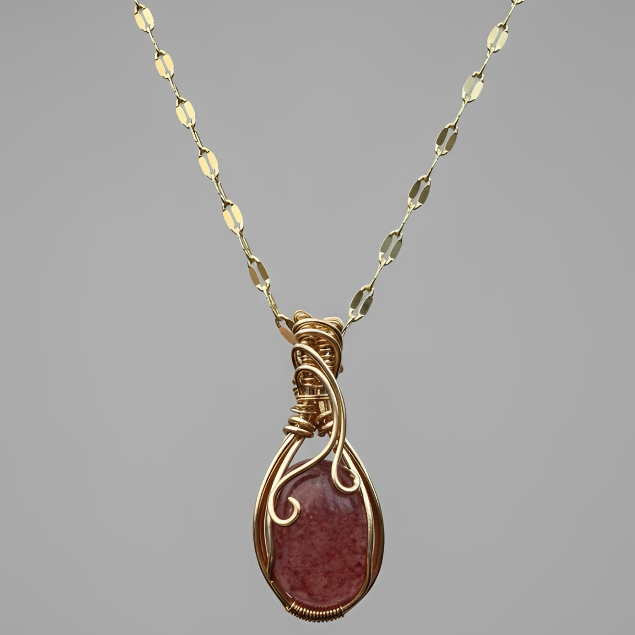 Devoted-Strawberry Quartz Wire Wrapped Pendants
