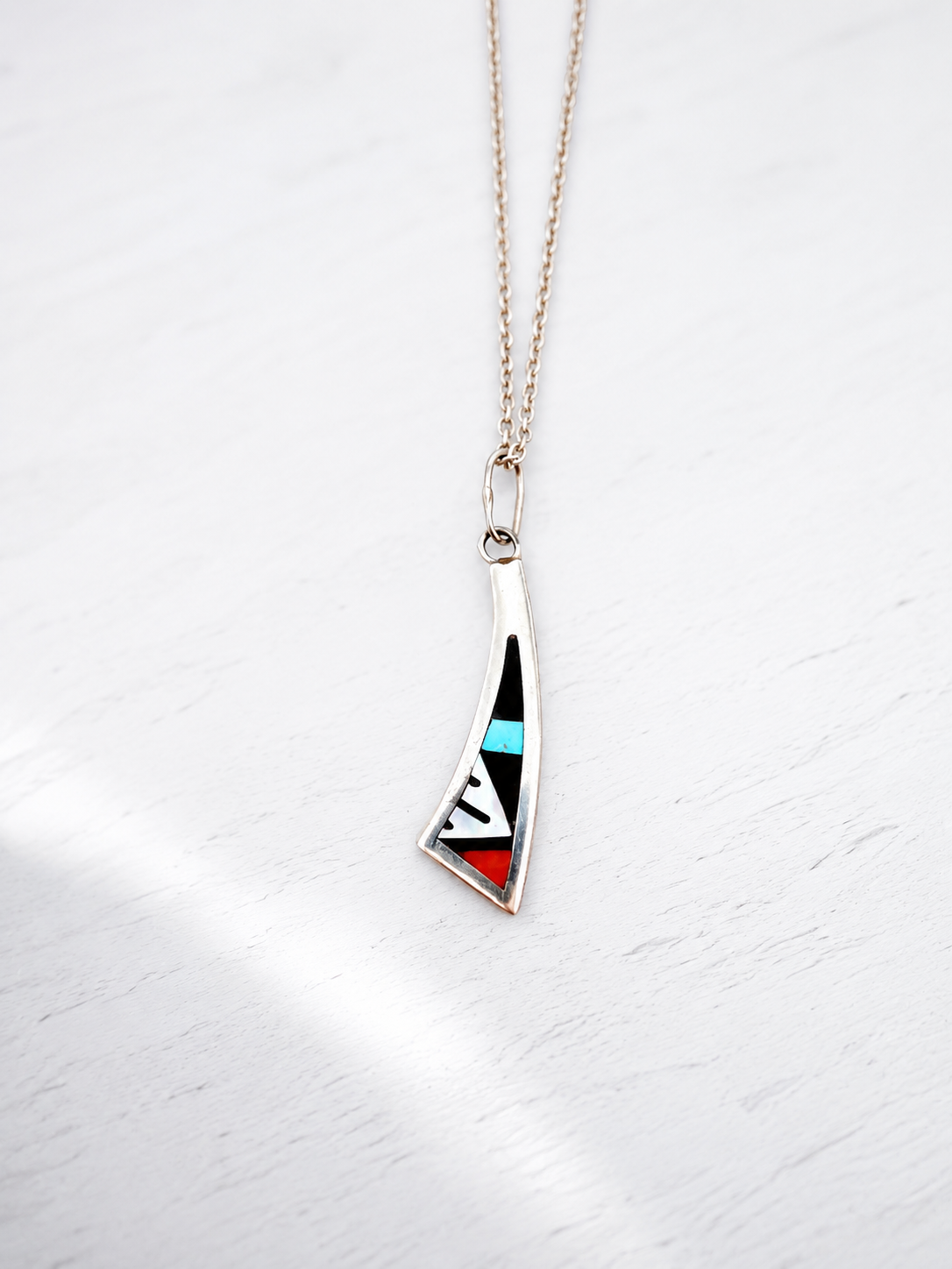 Zuni Sterling Silver Multi-Stone Inlay Pendant