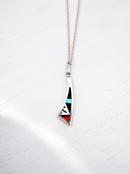 Zuni Sterling Silver Multi-Stone Inlay Pendant