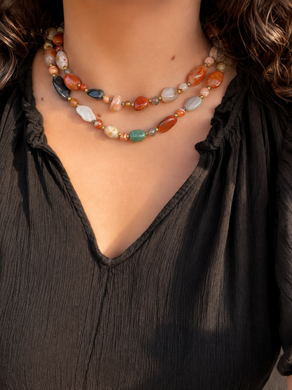 Mixed Gemstone 30” Layering Necklace