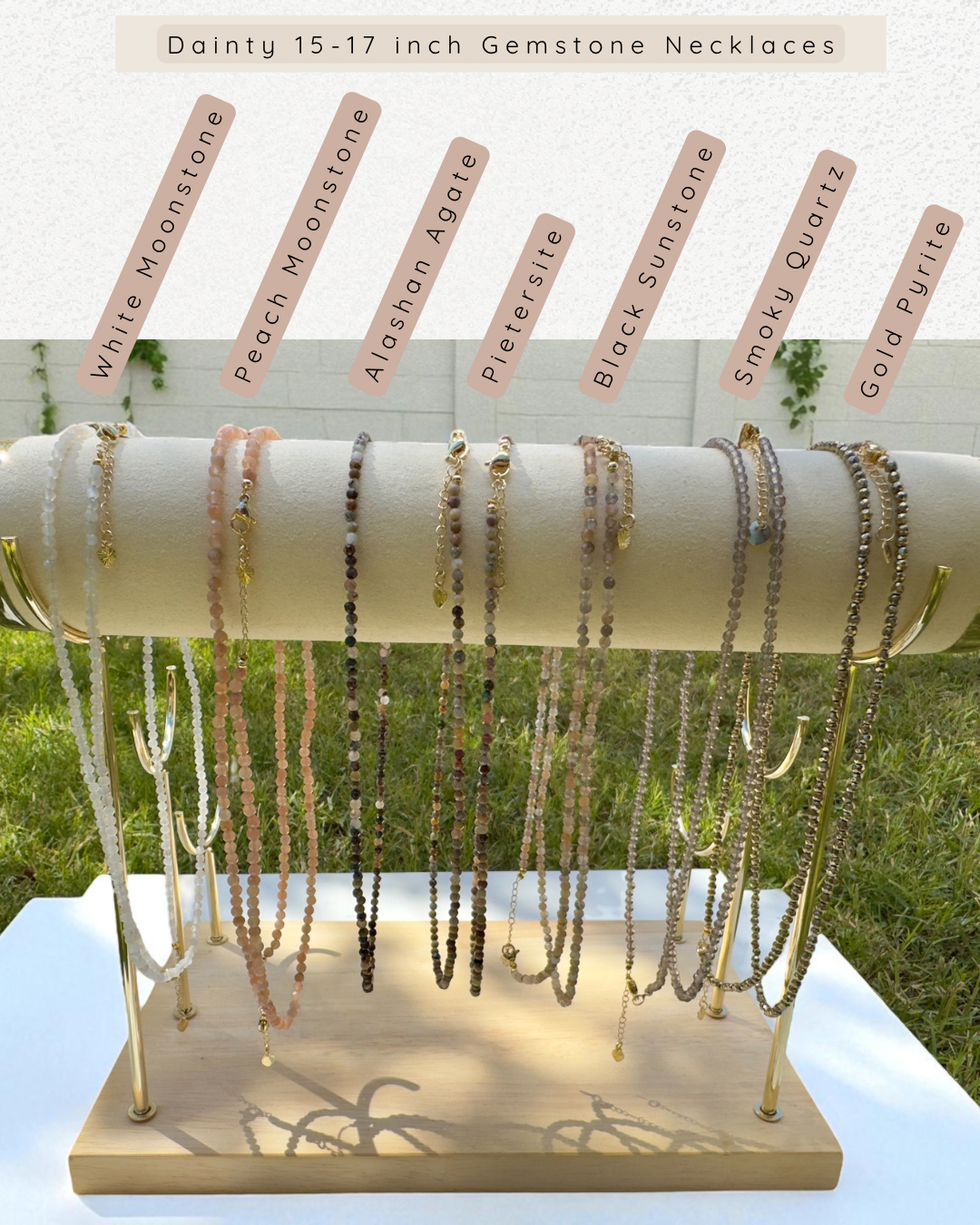 September Balance Collection- Dainty 15–17” Gemstone Necklaces
