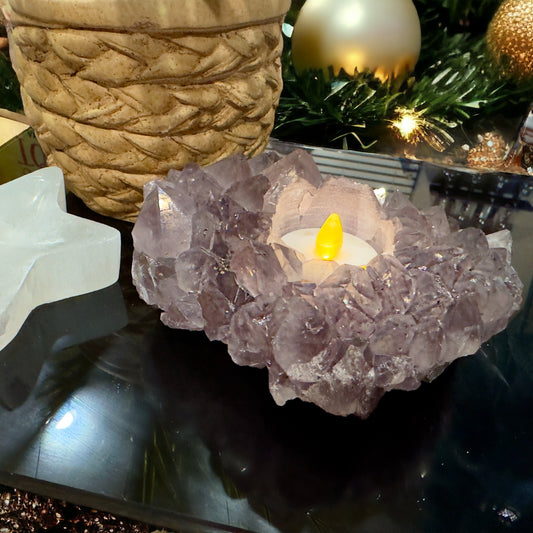 Amethyst Cluster for Tea-light candle