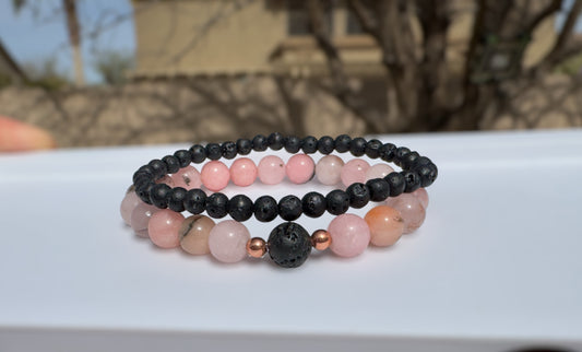 Cherry Blossom Jasper & Lava Stone Set