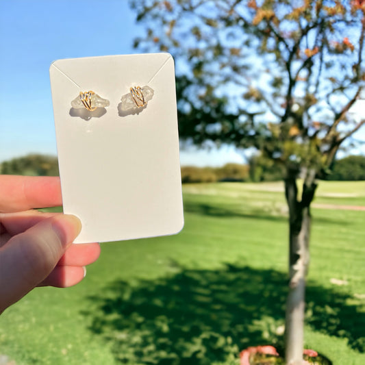 Wire Wrapped Clear Quartz Studs