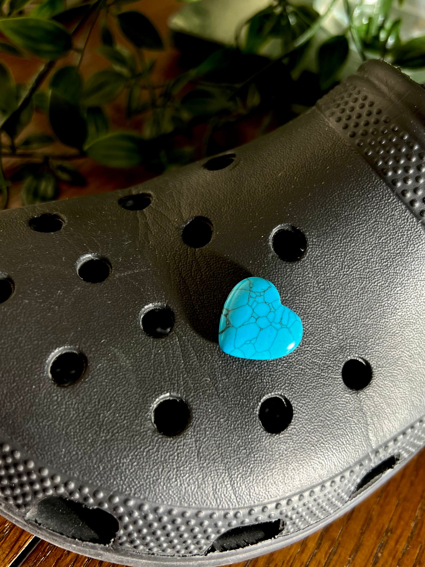 Dark Blue Turquoise Heart Croc Charm