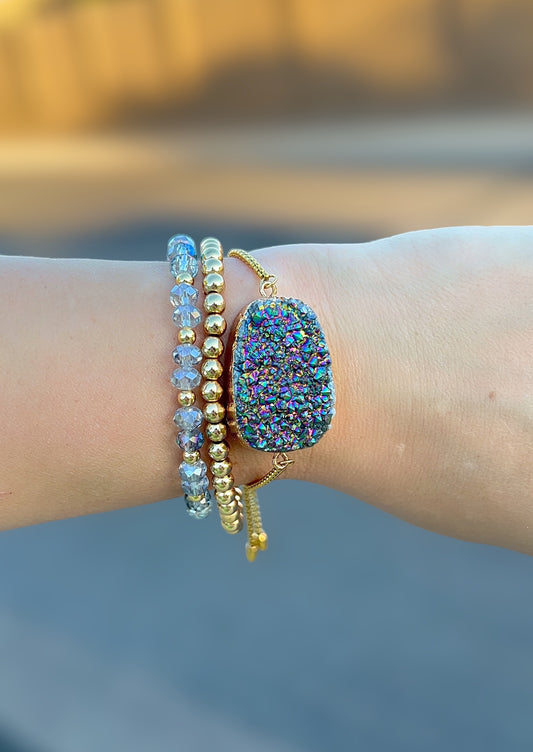 Adjustable Purple Druzy Agate Bracelet