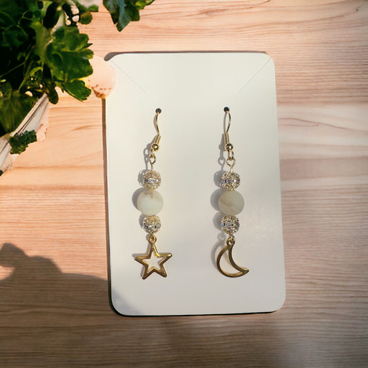 Gold Moon & Star Earrings