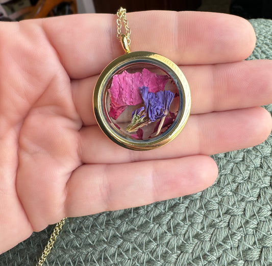 Family Flower Locket Necklace