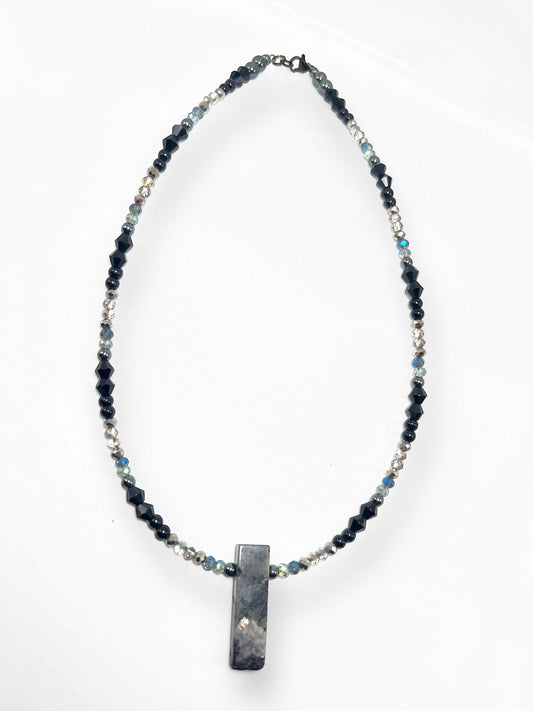 Larvikite and Hematite Necklace