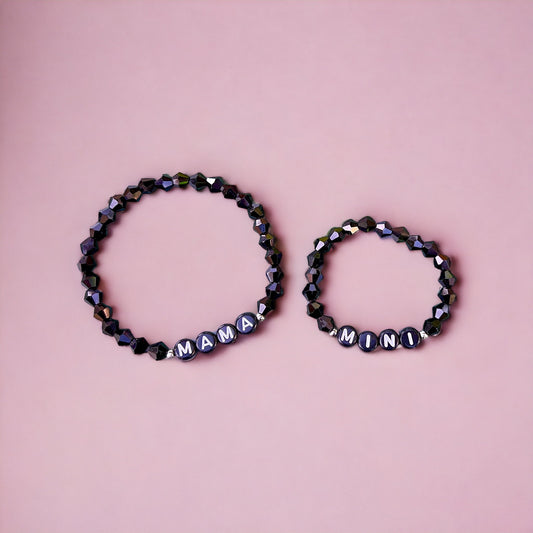 Mama and Mini Black Bracelets