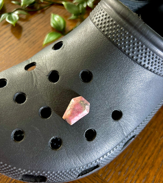 Pink Rhodonite Coffin Croc Charm