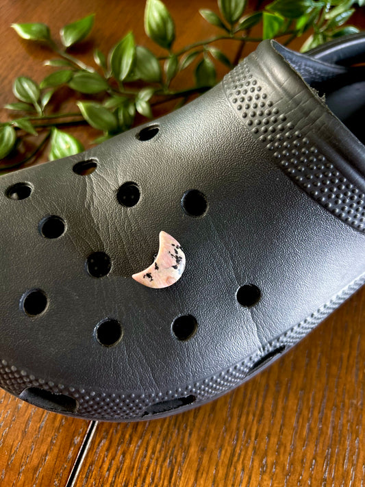 Pink Rhodonite Moon Croc Charm