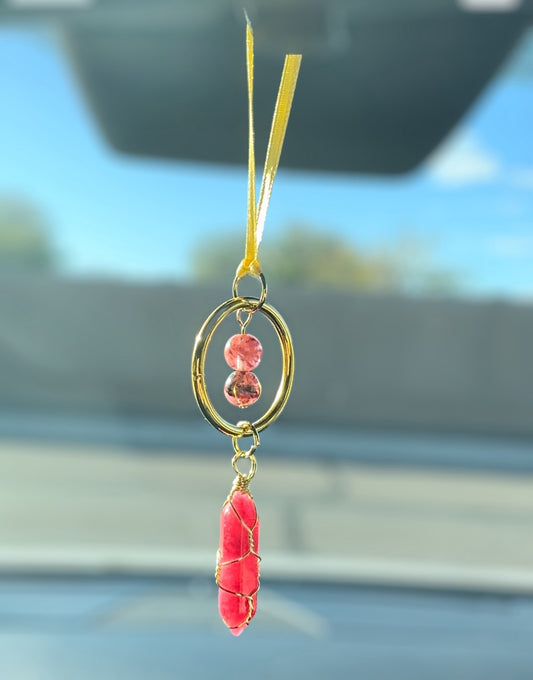 Pink Tourmaline Car Pendant