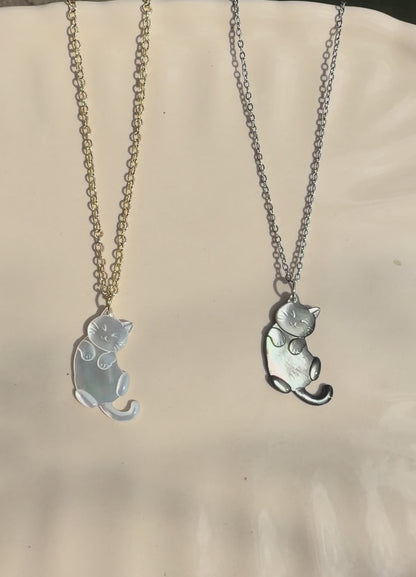 Mother of Pearl Cat Necklace