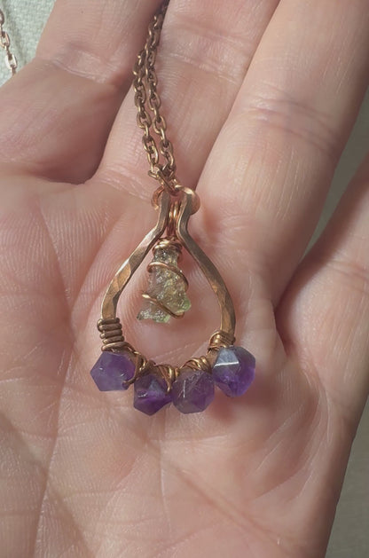 Moldavite + Amethyst