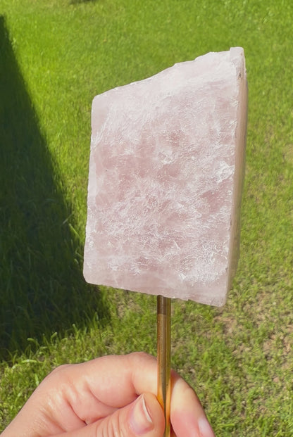Rose Quartz Display Slab on Stand