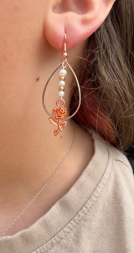 Rose Gold & Pearl Earrings