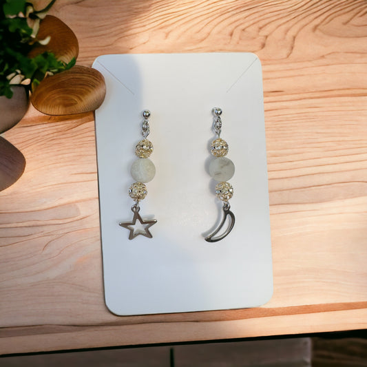 Silver Moon & Star Earrings