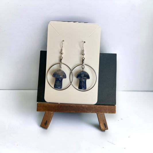 Sodalite Mushroom Hoop Earrings